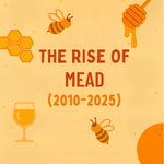 Illustration about the rise of mead from 2010 to 2025, with bees and honey.