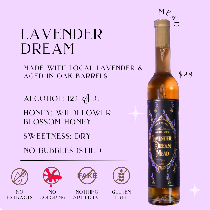 Lavender Dream Barrel Aged Mead - Dry - 12% Alc