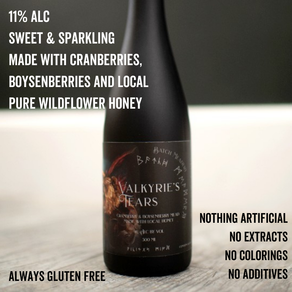 
            
                Load image into Gallery viewer, Valkyrie&amp;#39;s Tears Mead - Sweet, Sparkling Cranberry + Boysenberry Mead 11% Alc
            
        